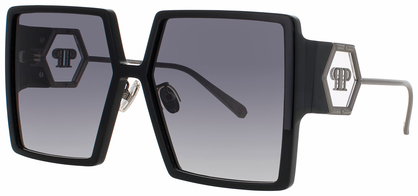 Philipp Plein SPP028M Frame BLACK Lens LIGHT GREY GRADIENT