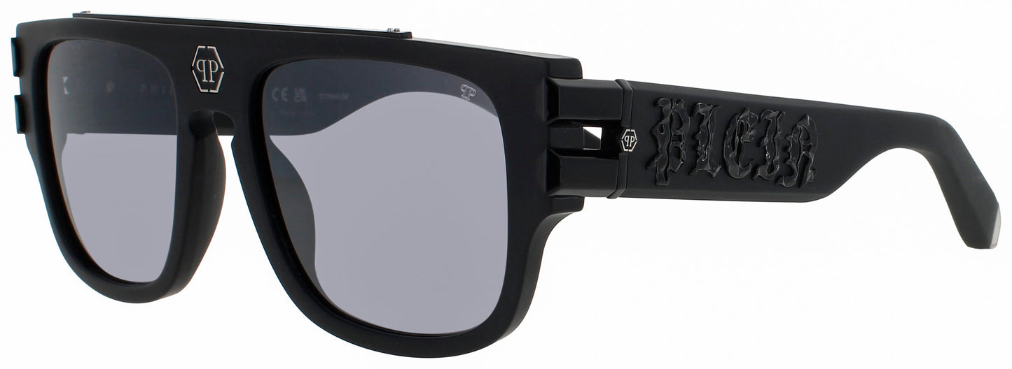 Philipp Plein SPP011X Frame SANDBLASTED BLACK Lens LIGHT GREY GRADIENT