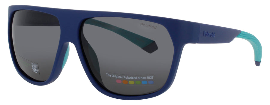 POLAROID PLD-7053/S Frame MATTE BLUE Lens SMOKE POLARIZED