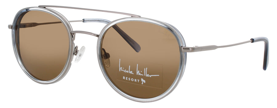 NICOLE MILLER PUNTA CANA Frame GUNMETAL/TRANSLUCENT BLUE Lens BROWN POLARIZED