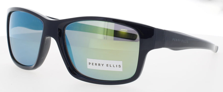 PERRY ELLIS PESUN105 Frame NAVY Lens GREEN GOLD FLASH