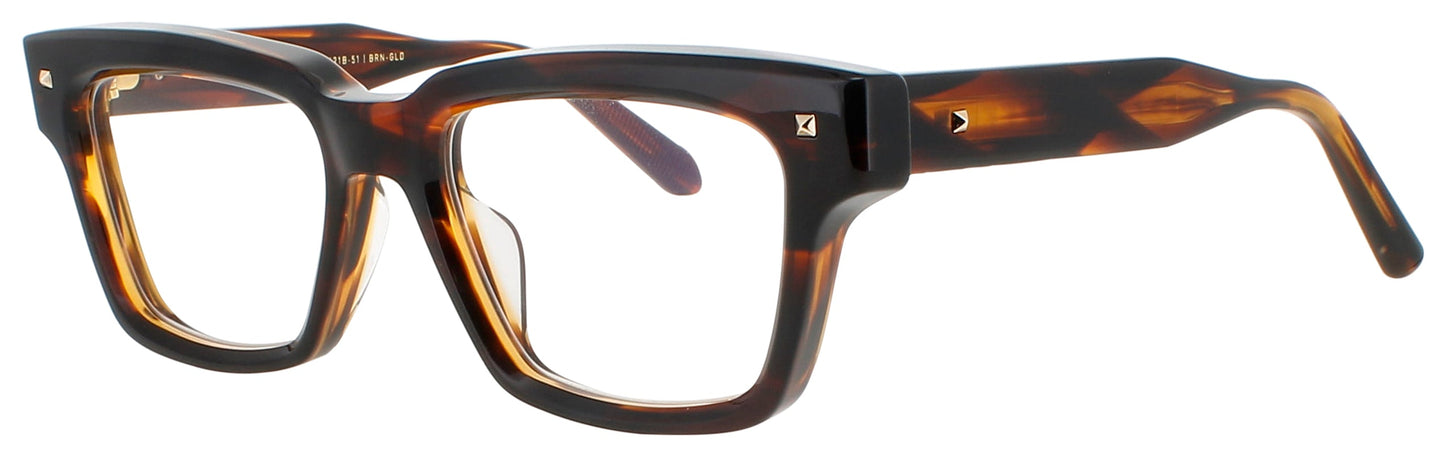 VALENTINO V-ESSENTIAL- I Frame CRYSTAL BROWN SWIRL - YELLOW GOLD Lens DEMO