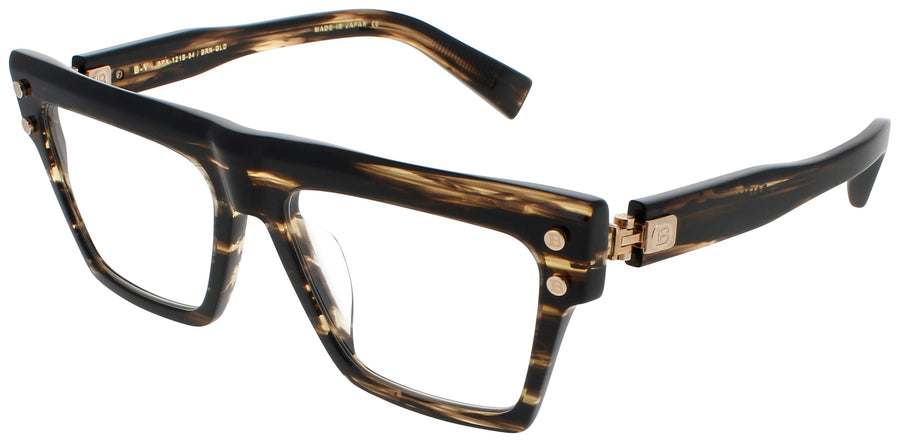 BALMAIN B-V Frame DARK BROWN SWIRL/WHITE GOLD Lens DEMO