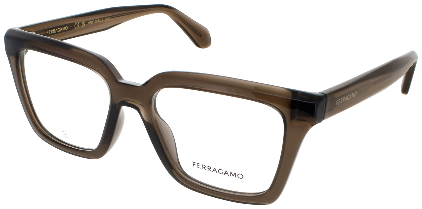 SALVATORE FERRAGAMO SF2985 Frame TRANSPARENT DARK BROWN Lens DEMO