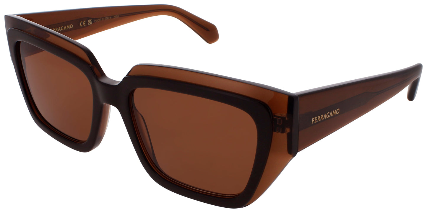 SALVATORE FERRAGAMO SF2002S Frame TRANSPARENT BROWN Lens BROWN