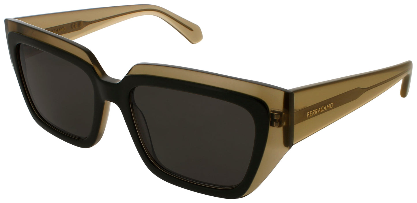 SALVATORE FERRAGAMO SF2002S Frame TRANSPARENT KHAKI Lens GREEN