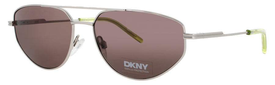 DKNY DK117S Frame SATIN SILVER/KIWI Lens BROWN