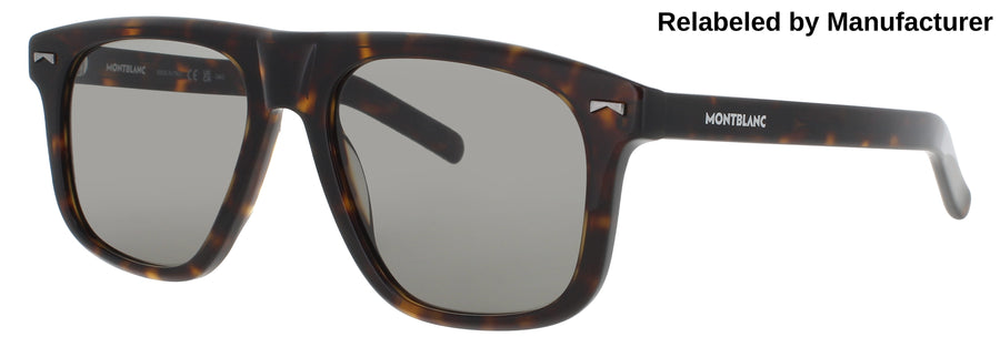 MONTBLANC MB0227S Frame HAVANA Lens GREEN TINT