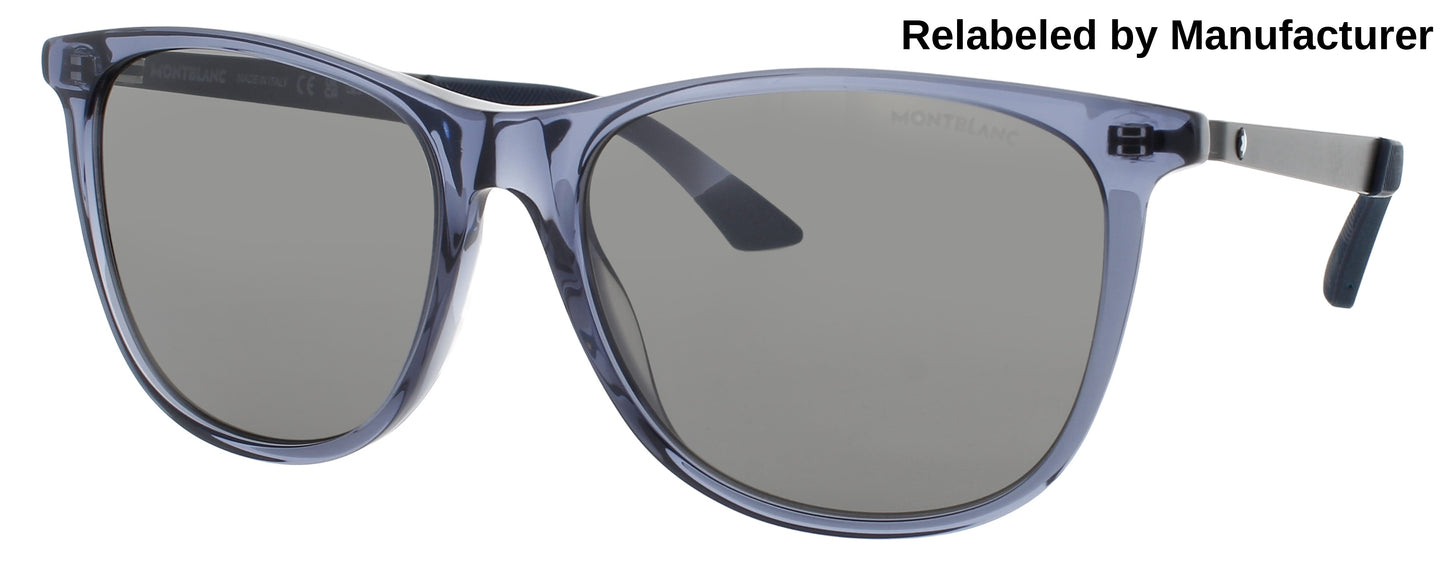 MONTBLANC MB0330S Frame BLUE RUTHENIUM Lens SILVER MIRROR