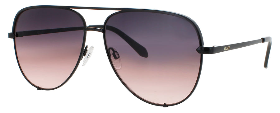 QUAY HIGH KEY EXTRA LARGE Frame SHINY BLACK Lens BLACK TO PINK GRADIENT