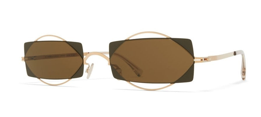 MYKITA CHARLOTTE Frame CHAMPAGNE GOLD CAMOU GREEN Lens RAW BROWN