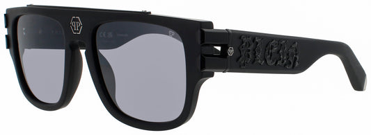 Philipp Plein SPP011X Frame SANDBLASTED BLACK Lens LIGHT GREY GRADIENT