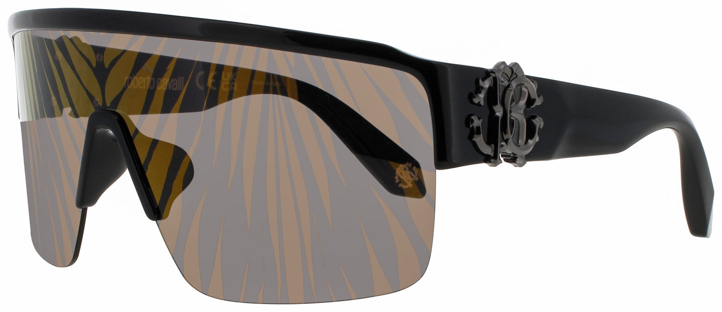Roberto Cavalli SRC037M Frame SHINY BLACK Lens SMOKE MIROR GOLD