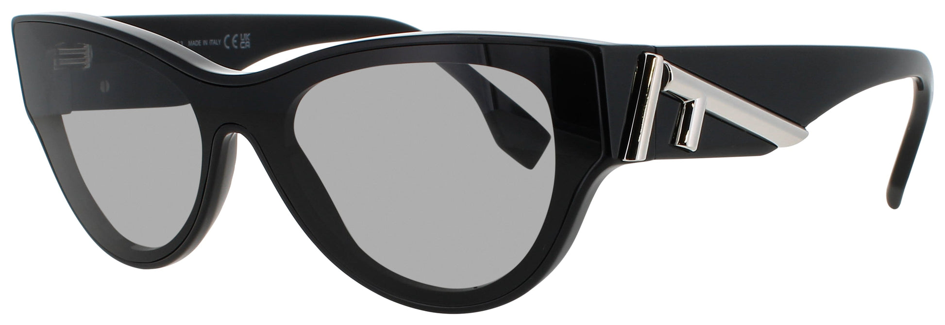 FENDI FE40135I Frame SHINY BLACK/SILVER Lens GREY