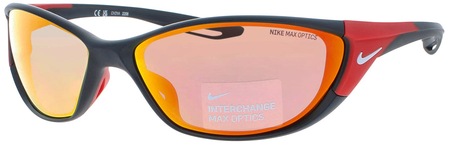 NIKE ZONE M DZ7358 Frame MATTE BLACK Lens GREY W/ RED MIRROR