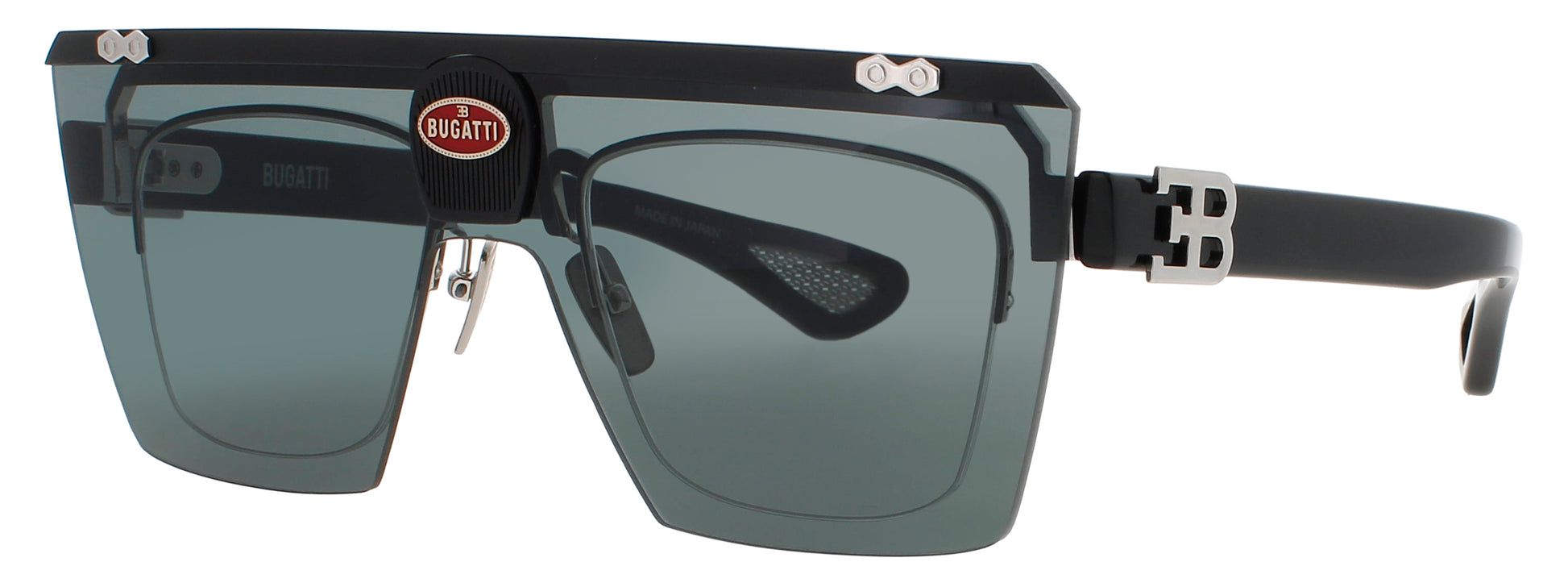 BUGATTI 01BRX Frame STERLING SILVER Lens GREEN TINT