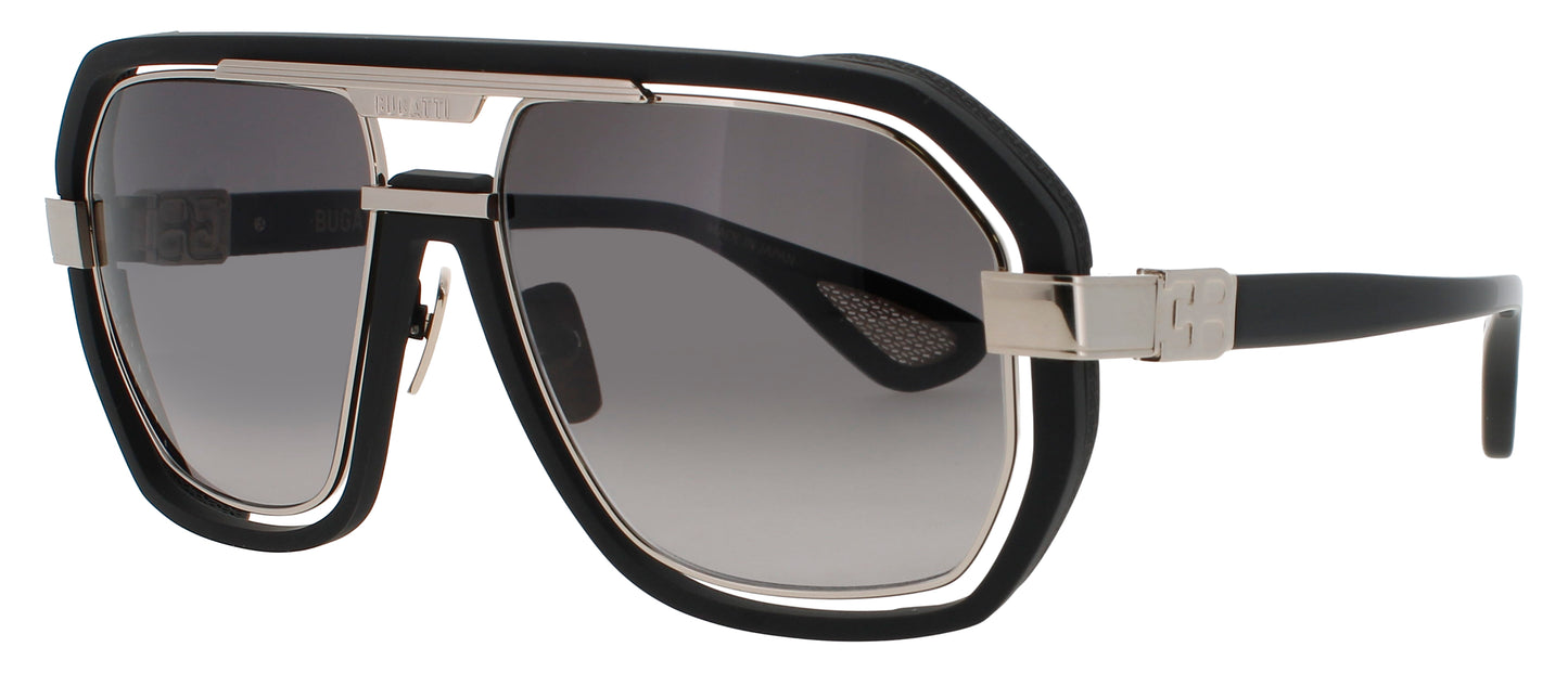 BUGATTI 08 Frame MATTE BLACK/WHITE GOLD Lens GREY GRADIENT