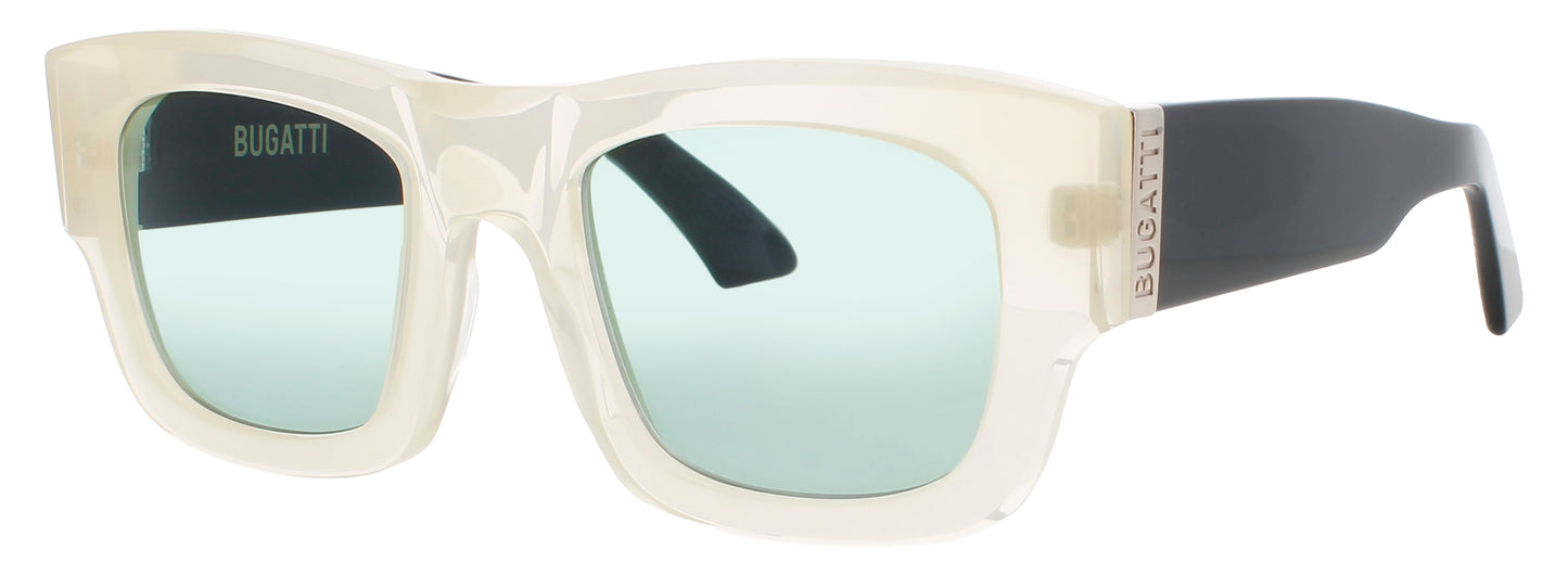 BUGATTI 48M Frame BONE / BLACK / STERLING SILVER Lens GREEN TINT