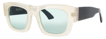 BUGATTI 48M Frame BONE / BLACK / STERLING SILVER Lens GREEN TINT