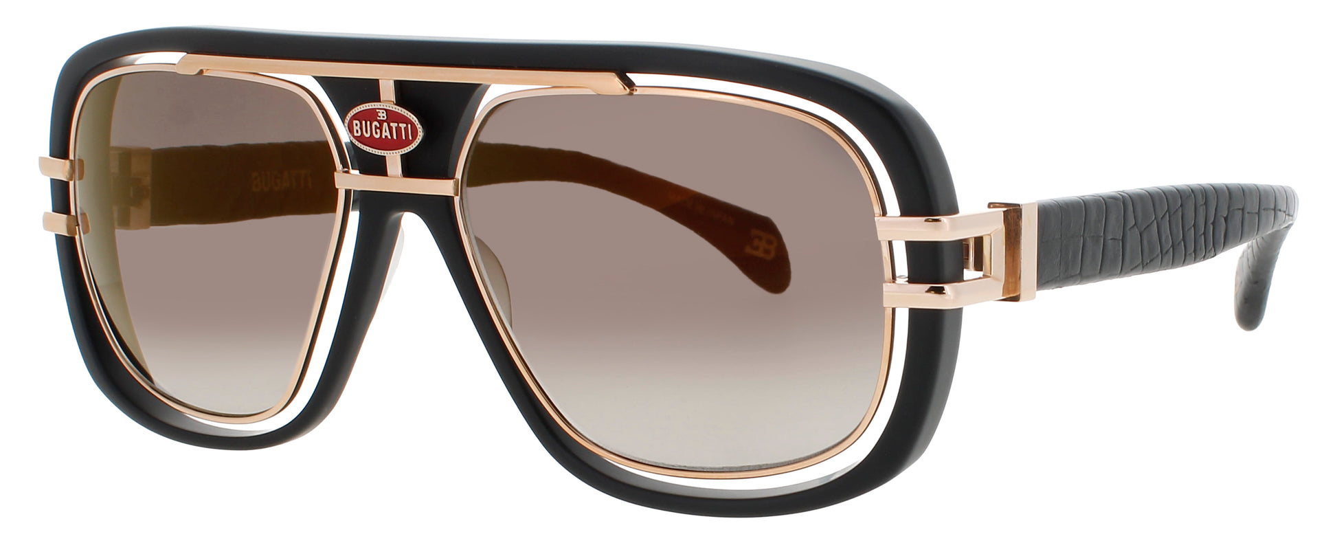 BUGATTI 07 Frame MATTE BLACK / ROSE GOLD Lens GREY GRADIENT / COPPER FLASH