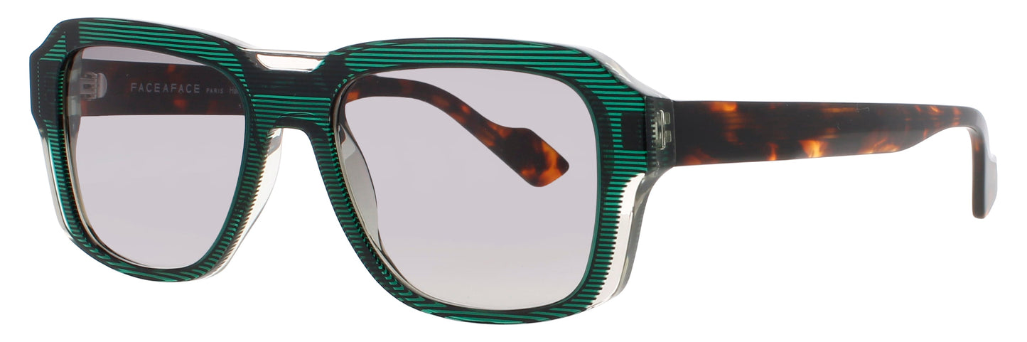 FACE A FACE SHIRO 2 Frame TRANSPARENT STRIPED DARK GREEN Lens GREY TINT