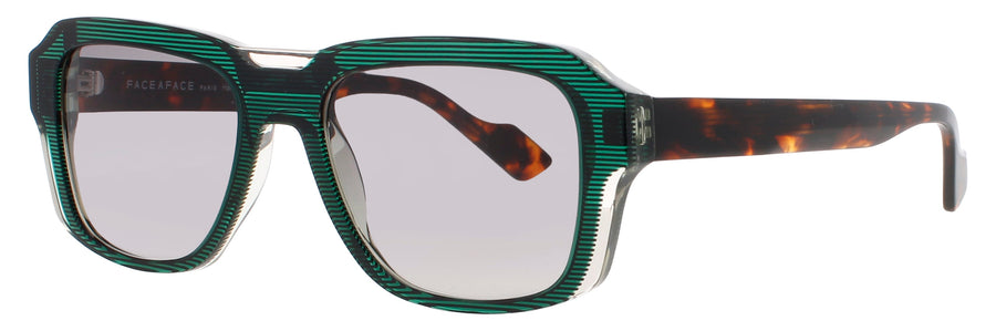 FACE A FACE SHIRO 2 Frame TRANSPARENT STRIPED DARK GREEN Lens GREY TINT