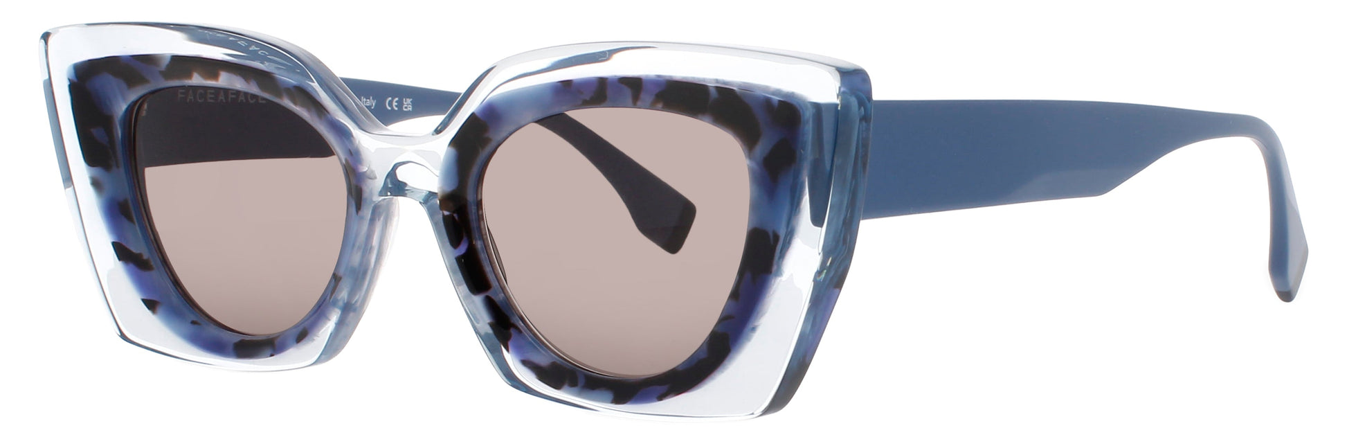 FACE A FACE HALOS 1 Frame BLUE TORTOISE ON MARBLE Lens BROWN TINT