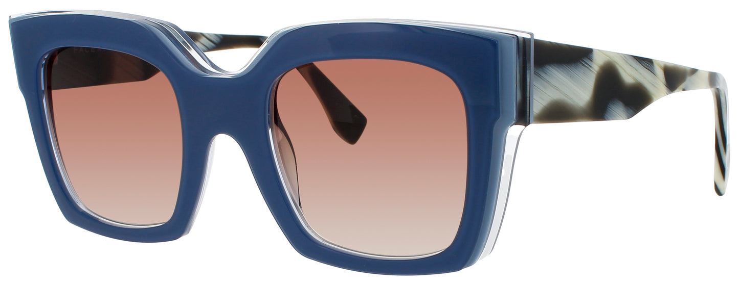 FACE A FACE GLITCH 2 Frame SOLID BLUE GREY ON CRISTAL BLUE Lens BROWN GRADIENT