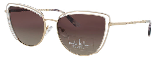 NICOLE MILLER MONTE CARLO Frame  CRYSTAL/GOLD Lens BROWN GRADIENT POLARIZED