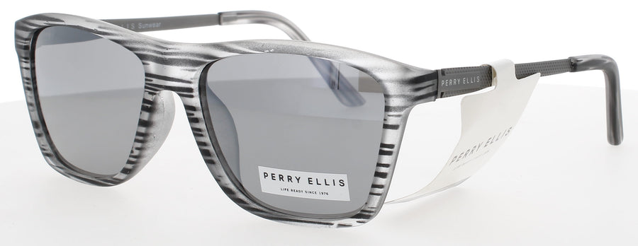 PERRY ELLIS PESUN095 Frame BLACK STRIPE Lens SMOKE SILVER FLASH