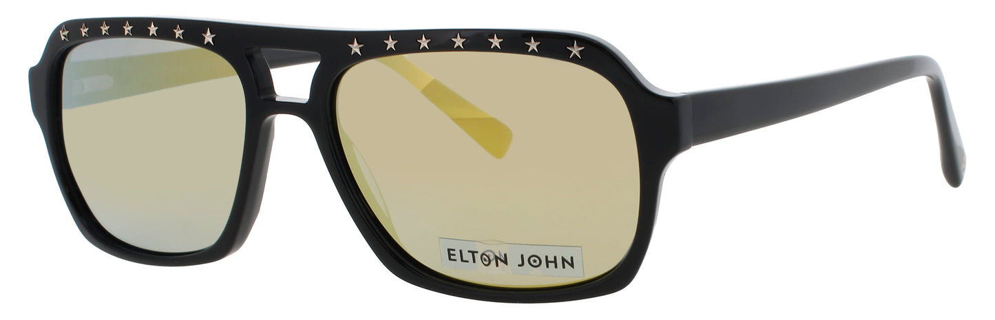 ELTON JOHN VIP Frame BLACK Lens ORANGE MIRROR
