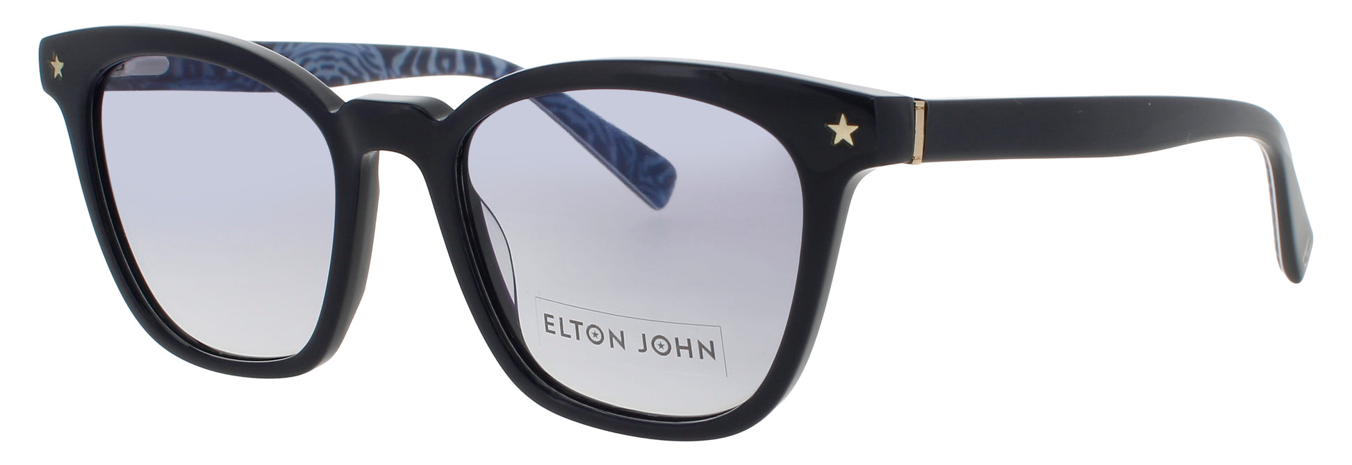ELTON JOHN DERF Frame BLACK Lens BLUE MIRROR