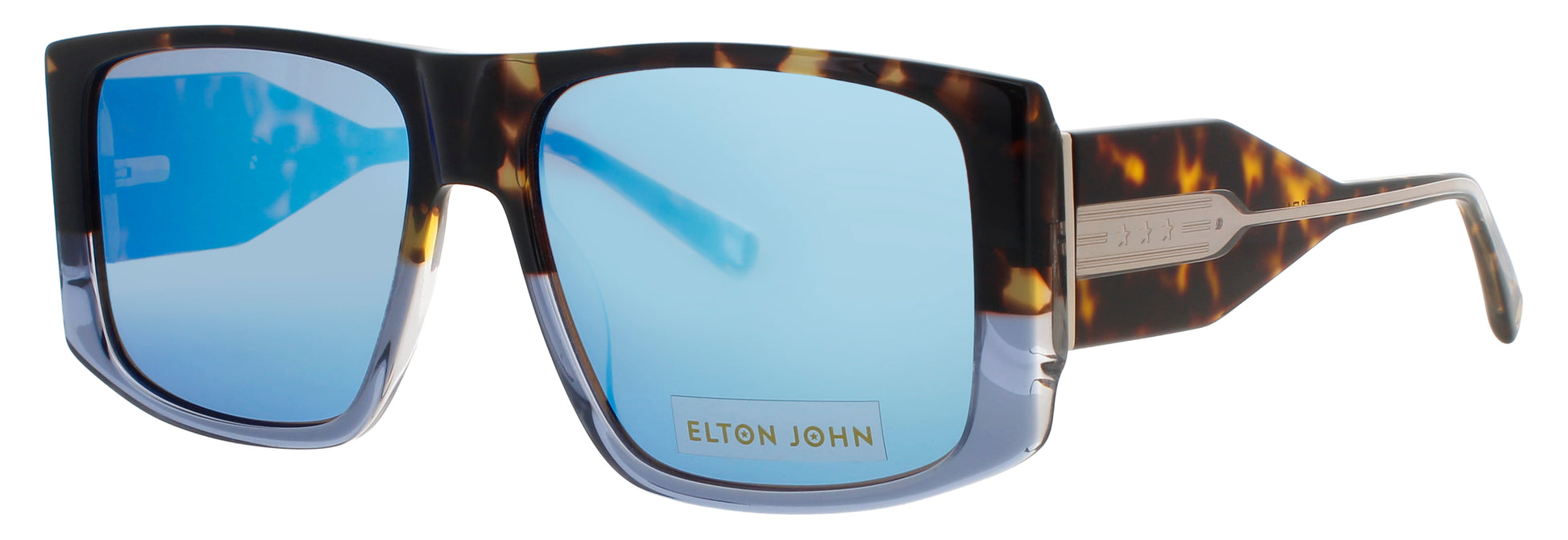 ELTON JOHN LUCKYSTAR 1 Frame TORTOISE Lens BLUE MIRROR