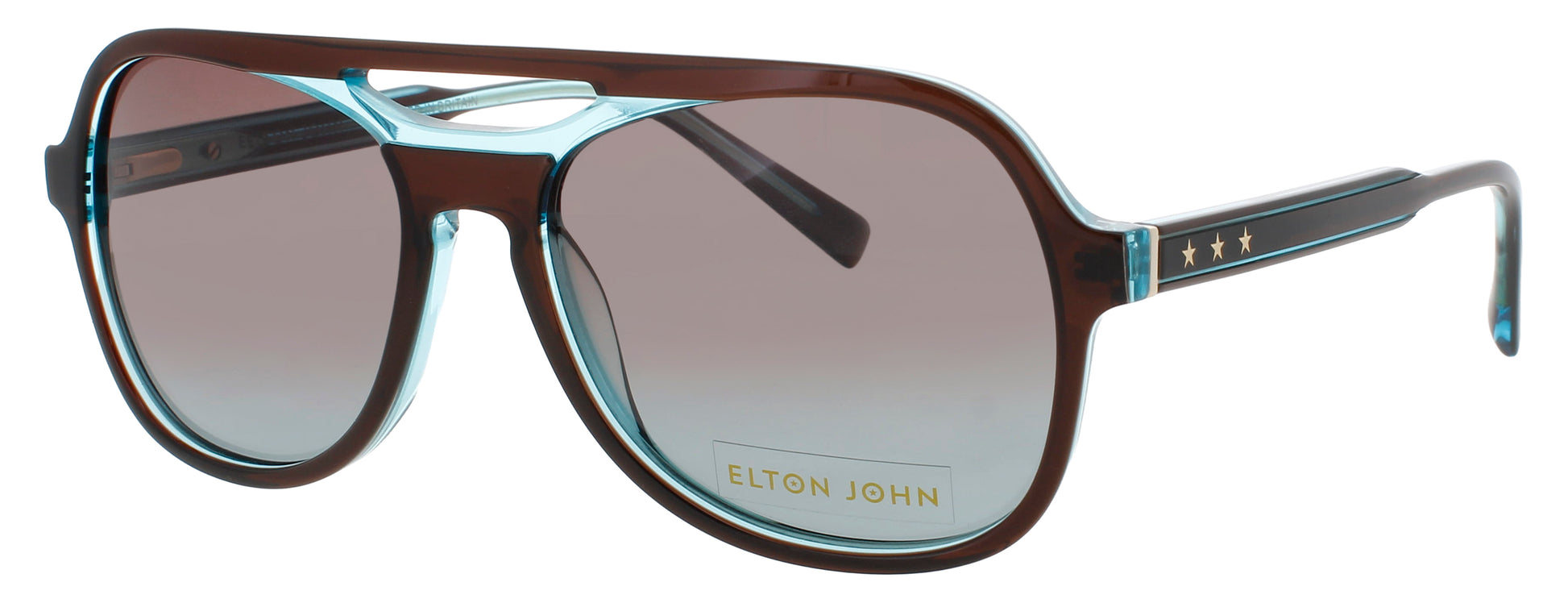 ELTON JOHN SPEAKEASY Frame CHOCOLATE TEAL Lens BROWN TO BLUE GRADIENT