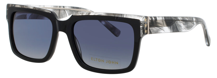 ELTON JOHN HONKY CAT Frame BLACK FEATHER Lens GREY POLARIZED
