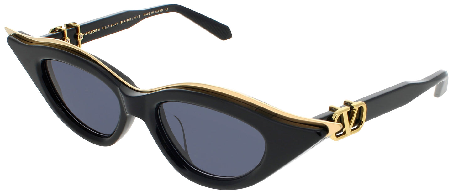 VALENTINO V-GOLDCUT-II Frame BLACK/YELLOW GOLD Lens DARK GREY