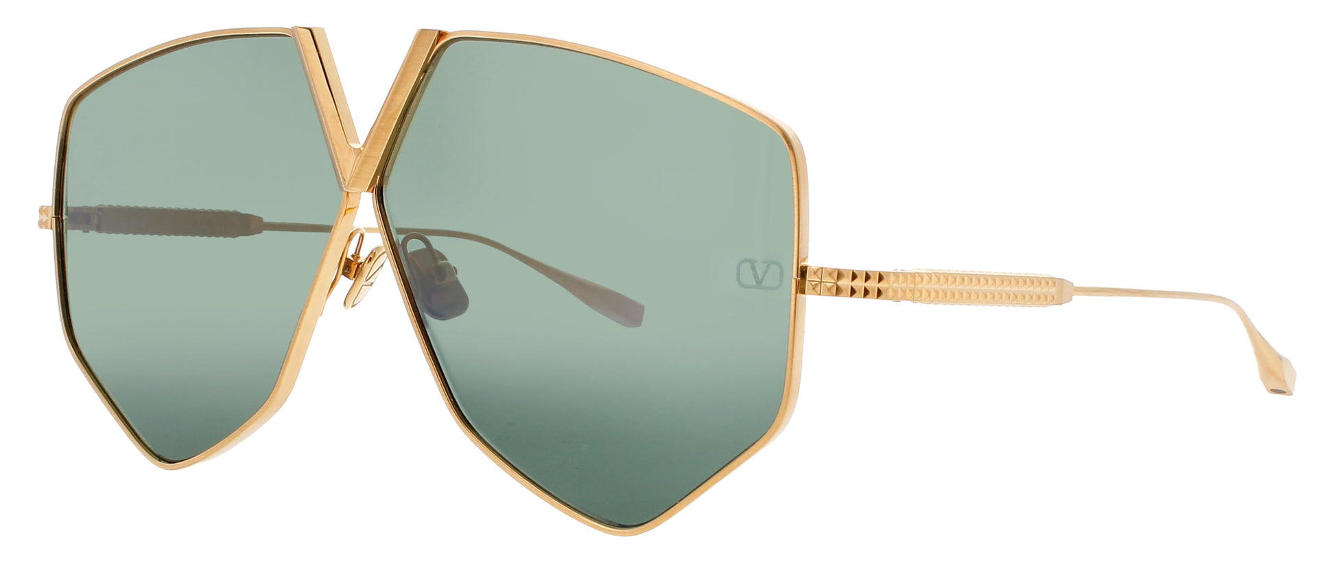 VALENTINO V-HEXAGON-VLS Frame BRUSHED GOLD Lens DARK GREEN MIRROR
