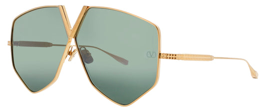 VALENTINO V-HEXAGON-VLS Frame BRUSHED GOLD Lens DARK GREEN MIRROR
