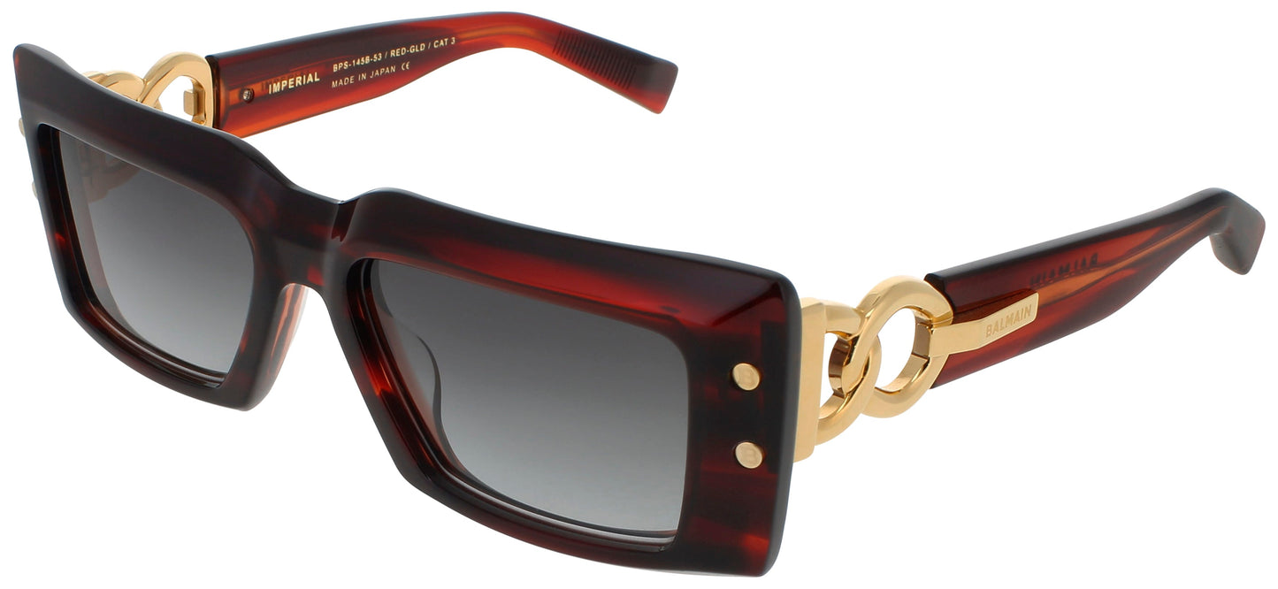 BALMAIN IMPERIAL Frame RED SWIRL/GOLD Lens DARK GREY GRADIENT
