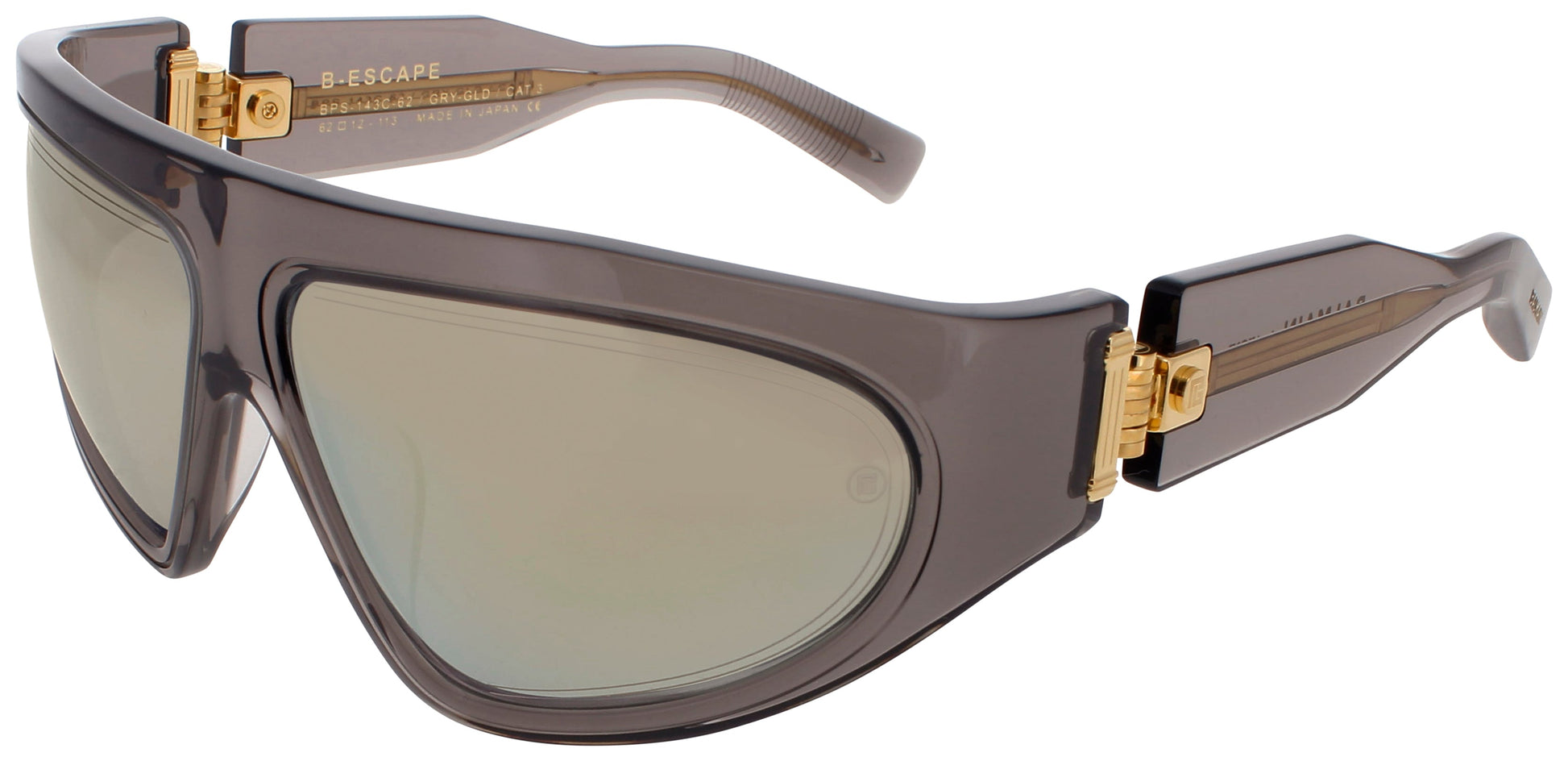 BALMAIN B-ESCAPE Frame CRYSTAL GREY/GOLD Lens WHITE GOLD FLASH MIRROR