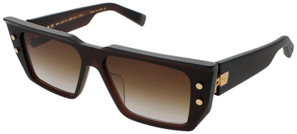 BALMAIN B-VI Frame MATTE BROWN/WHITE GOLD Lens DARK BROWN