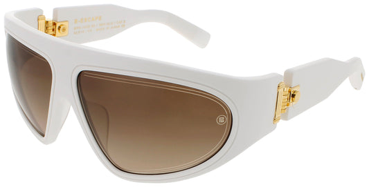 BALMAIN B-ESCAPE Frame MATTE WHITE/YELLOW GOLD Lens DARK BROWN GRADIENT