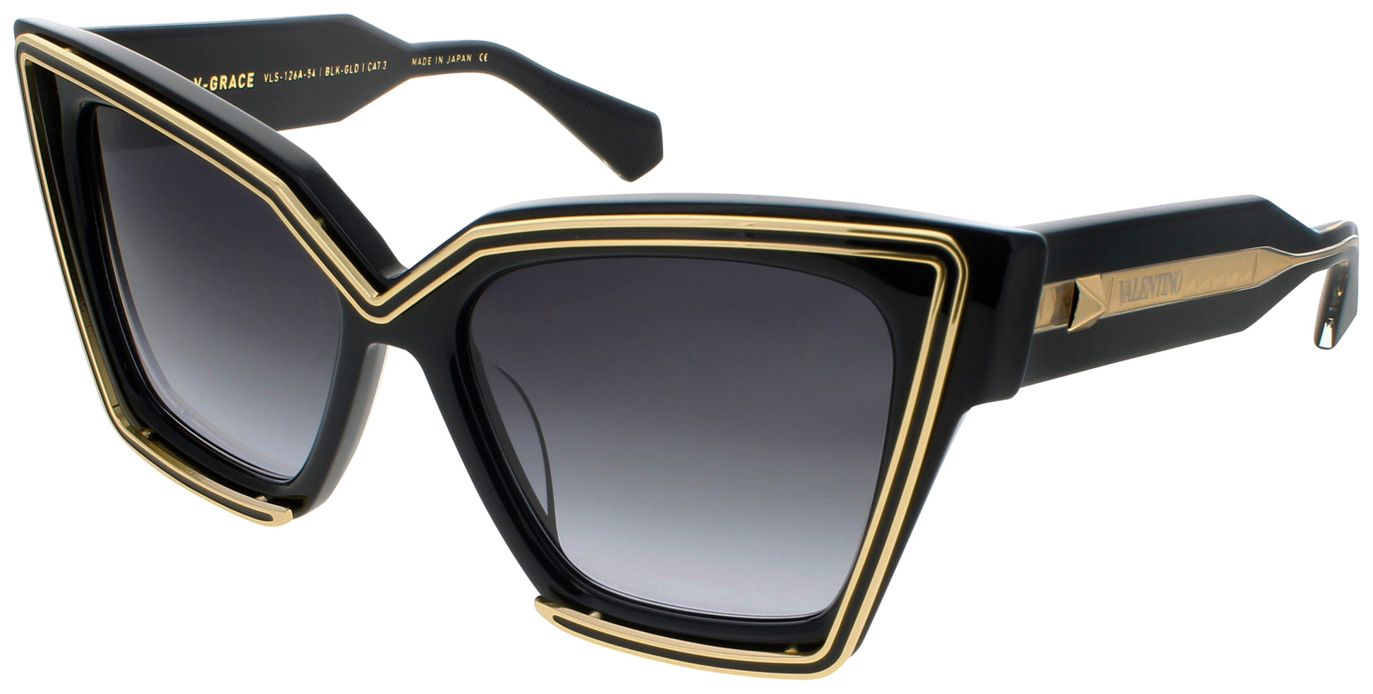 VALENTINO V-GRACE Frame BLACK/YELLOW GOLD Lens DARK GREY GRADIENT