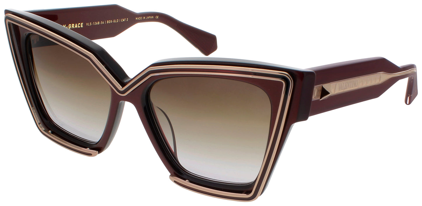 VALENTINO V-GRACE Frame BORDEAUX/WHITE GOLD Lens DARK BROWN GRADIENT