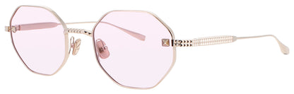 VALENTINO V-STUD Frame WHITE GOLD  W/ LIGHT PINK - AR Lens DEMO