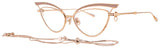 VALENTINO V-GLASSLINER Frame ROSE GOLD - NUDE ENAMEL - W/ CHAIN Lens DEMO