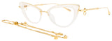 VALENTINO V-DAYDREAM Frame YELLOW GOLD - CRYSTAL IVORY - W/ CHAIN Lens DEMO