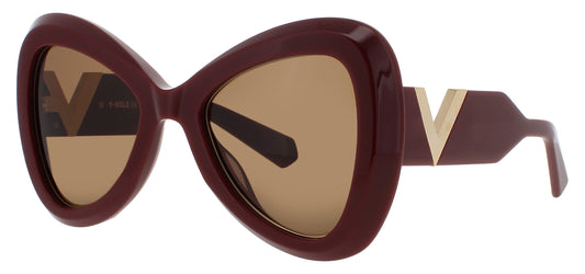 VALENTINO V-GOLD-III-VLS Frame BORDEAUX/GOLD Lens DARK BROWN