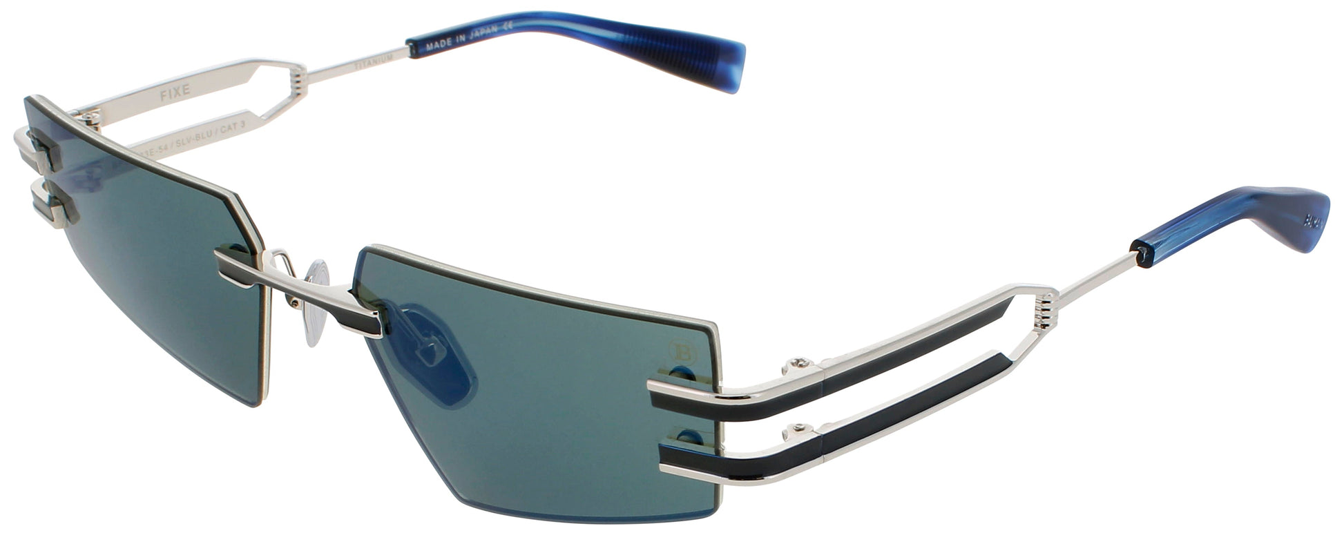 BALMAIN FIXE Frame SILVER/NAVY ENAMEL/BLUE SWIRL Lens DEEP BLUE MIRROR