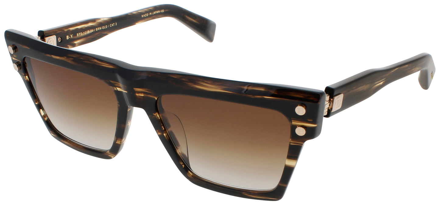 BALMAIN B-V Frame DARK BROWN SWIRL/WHITE GOLD Lens DARK BROWN